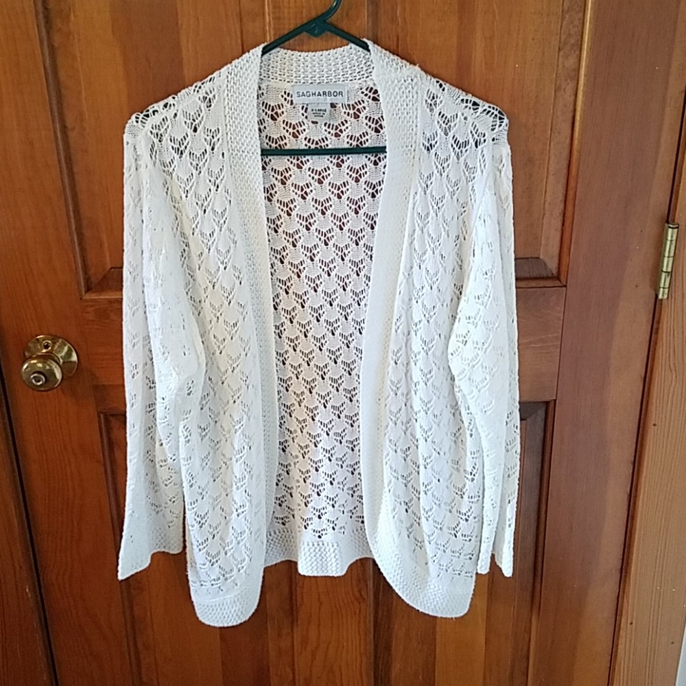 White crochet sweater